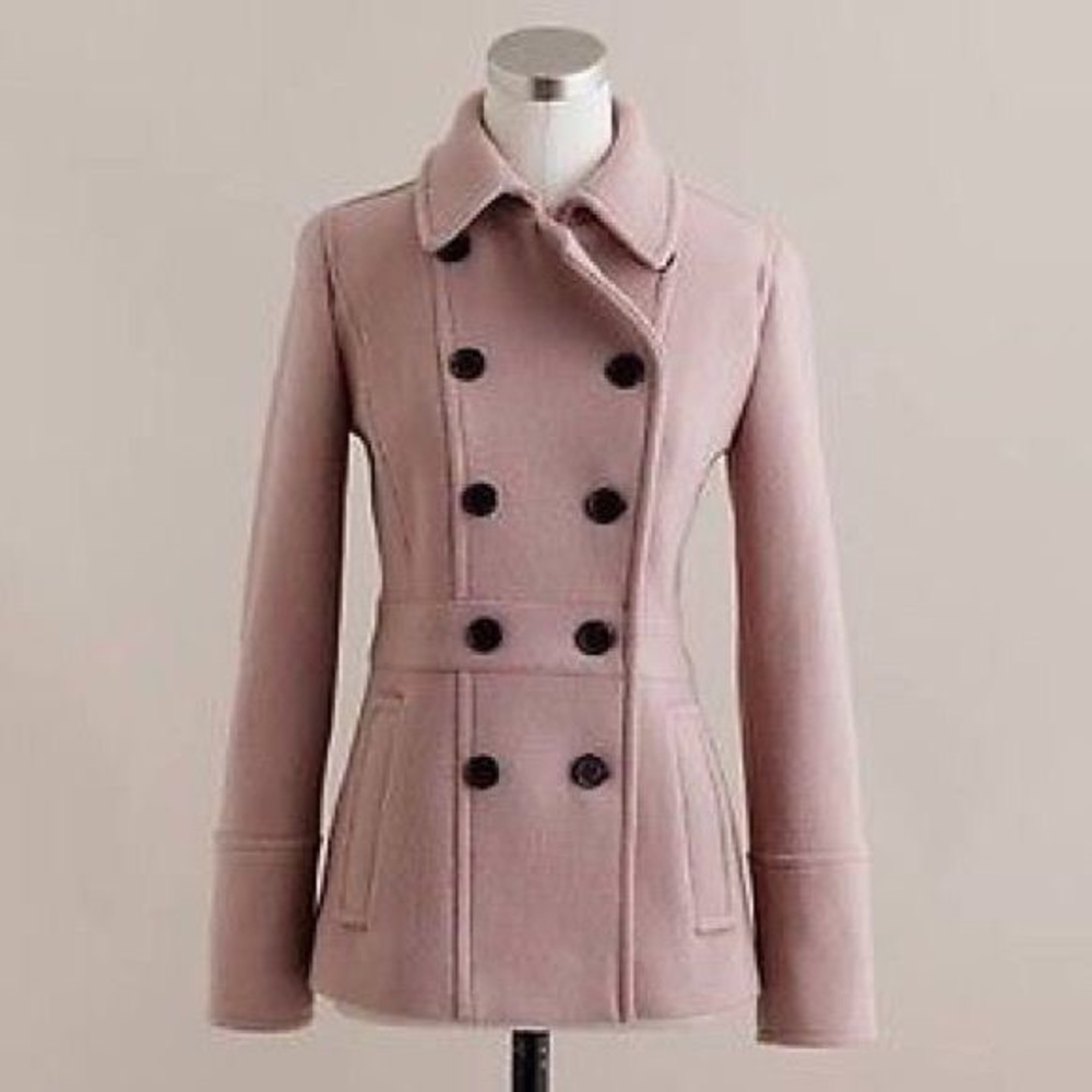J Crew Double-Breasted Wool Peacoat in Rose